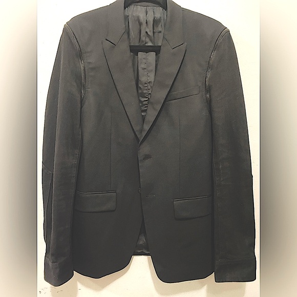 Givenchy Other - Givenchy Black Wool Jacket Blazer with Zipper Off Denim Sleeves Size 48